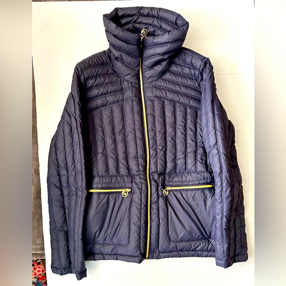 Michael Kors Down Quilted Packable SzL Wome Jacket Navy